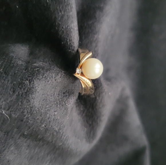 Freshwater Pearl Diamond 10K Ring Size 7 - Picture 4 of 5